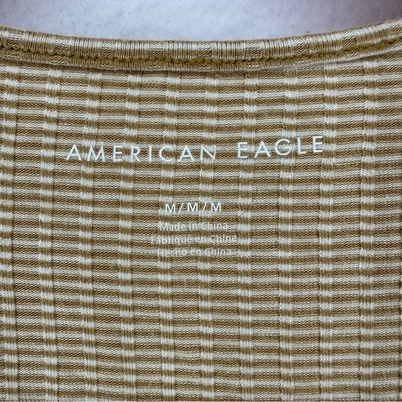 American Eagle Outfitters Stripped Button T Shirt Blouse Medium Yellow - Picture 5 of 10